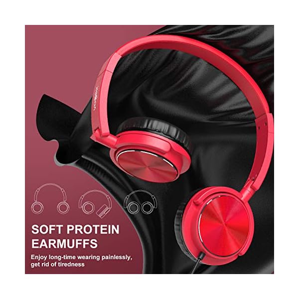 Vogek-Wired-Headphones-with-Microphone-Foldable-On-Ear-Headset-with-Deep-Bass-Adjustable-Headband-and-Noise-Isolation-for-Smartphone-Computer-Laptop-Chromebook-Zoom-Discord-Red Vogek Wired Headphones with Microphone, Foldable On Ear Headset with Deep Bass, Adjustable Headband and Noise Isolation…