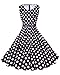 Anni Coco Women's 1950s Vintage Audrey Hepburn Floral Scoop Neckline Stitching A-Line Swing Dresses Black and Polka Dots Medium