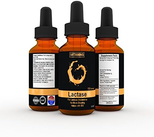iVitamins Lactase Liquid Drops - 1 fl oz - Reduces Lactose by over 70% - 100% MONEY BACK GUARANTEE - 5 Drops per Pint of Milk - Relieves Bloating - Lactose Intolerance Supplement