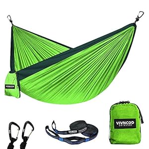 VIVNCOD Camping Hammock Single & Double with Tree Straps, Lightweight Parachute Nylon Hammock, Portable Indoor Outdoor…