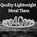 40th Birthday Tiara and Sash - 40 & Fabulous for Women Silver Color Metal Crown Gifts Decorations Party Supplies