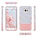 ULAK S7 Edge Case, Galaxy S7 Edge Case, 3 in 1 Hard PC + Soft Silicone Hybrid Dust Scratch Resistance Protective Cover for Samsung Galaxy S7 Edge (Minimal Stripes Rose Gold)