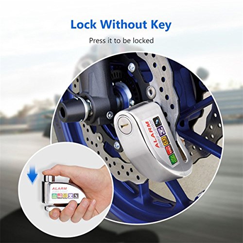 Bike Lock,Anti-theft Alarm Disc Lock Waterproof Disc Brake Lock with 110db Alarm Sound for Motorcycles Bicycles (Silver)