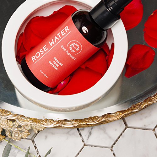 Certified Organic Rose Water Face Toner - Skin Reviving, Soothing, and Hydrating Natural Skin Toner - Reduce Pores, Eye Puffiness, Inflammation, and Redness - by Eve Hansen