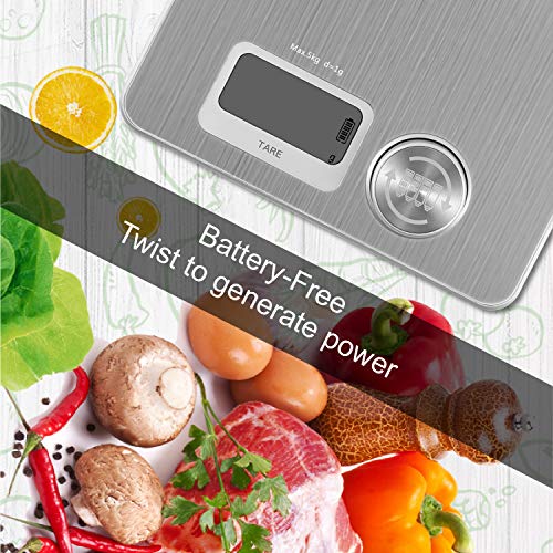 Food Weight Scale No Need Batteries Digital Kitchen Scale for Cooking Baking, Stainless Steel Scale with Tare Function Anti-Corrosion 11Lb ï¼ˆ10g-5kg, Digital Food Scale Weight Grams and Ounces by CHAR