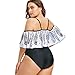 Yii ouneey Women's Plus Size One Piece Swimsuit High Waisted Off Shoulder Sexy Beach Dresses Monokini Black Bathing Suits Swimwear(2XL, Black)