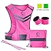 EvoLike Women Reflective Vest of Unique Design for Running Walking Cycling Jogging Motorcycle with Pocket + 4 High Visibility Wristbands + Bag (Fluorescent Pink, Size L/XL)