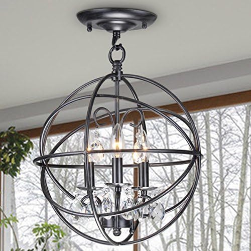 Jojospring Benita 3-light Antique Globe Crystal Flush Mount Chandelier