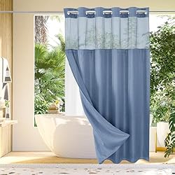 Gibelle No Hook Waffle Weave Shower Curtain with