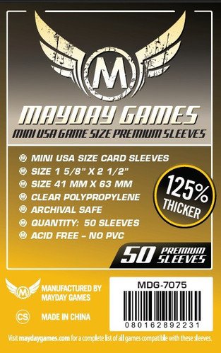 MAYDAY GAMES Mini USA Game Size Premium Sleeves. Size 41mm X 63mm