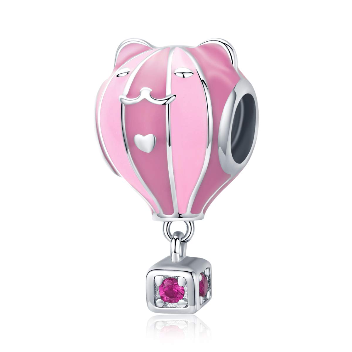 YASHUO Authentic 925 Sterling Silver Capture Life Camera Memory Charm Beads I Love to Travel Charms for Bracelet & Necklace DIY Jewellery (Pink Hot Air Balloon Charms for Girl Gifts)