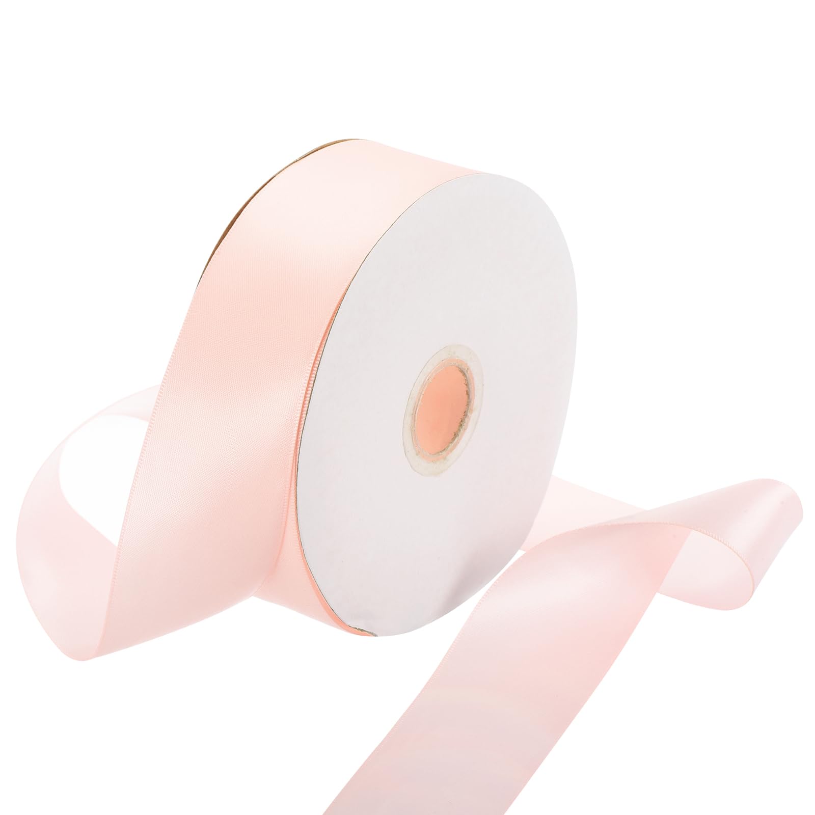 Rebower 38mm Satin Ribbon 46m Thick Double Face Grosgrain Silk Ribbon, [for Gift Wrapping, Hair Bows, Wedding, Cake, Flower] - 50 Yard/150ft/Apricot