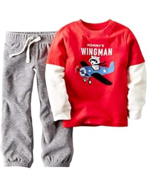 Carters Infant Boys 2-Piece Mommy's Wingman Long Sleeve Shirt Sweatpants Set