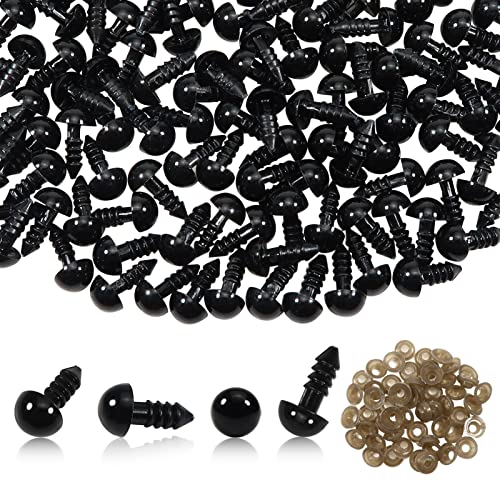 TOAOB Pack of 50 Doll Eyes Safety Eyes 8 mm Plastic Eyes with Washers for Puppet