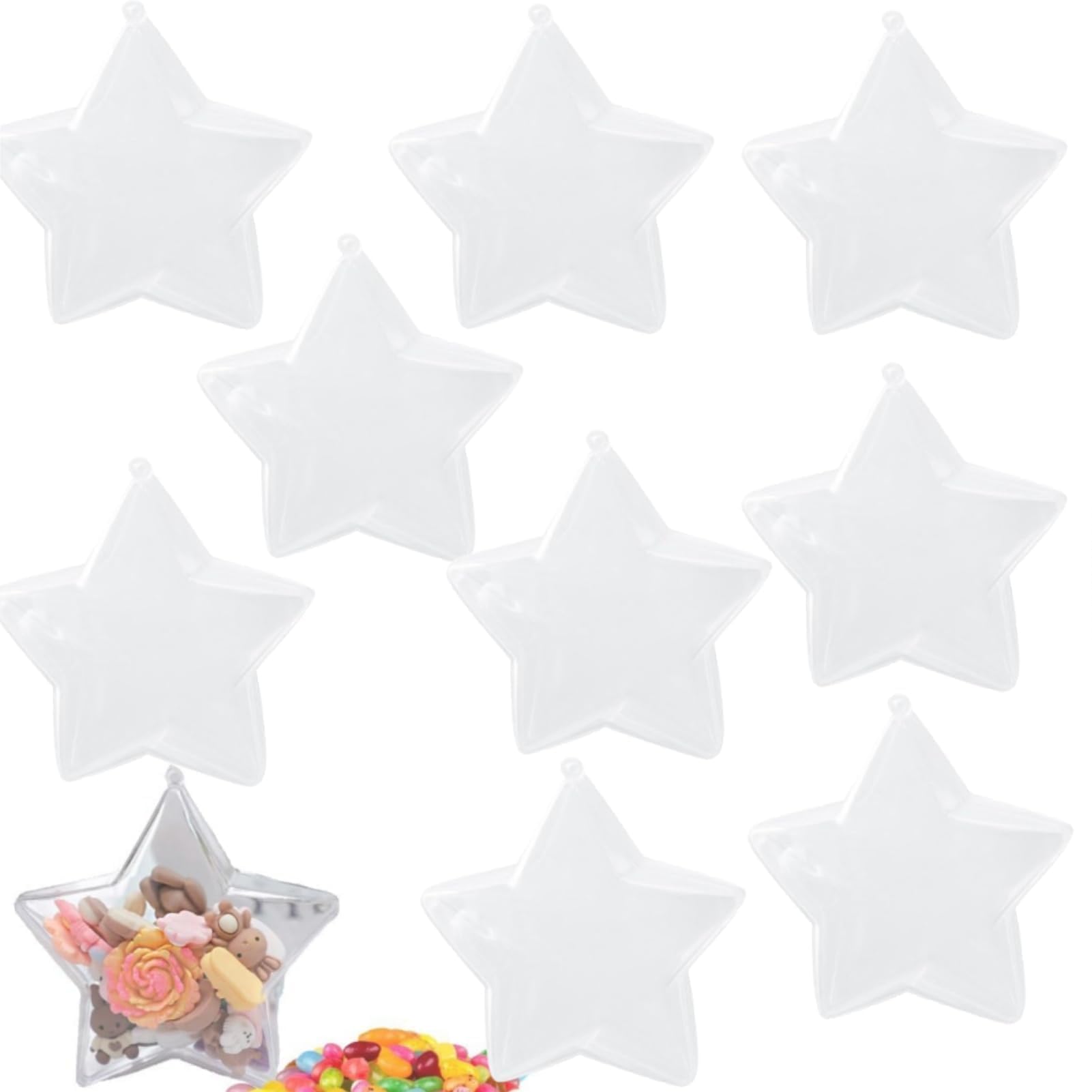 Candy Box, 10Pcs Cute Candy Favor Boxes Star Shape Fillable Candy Chocolate Bottles Box for Shower Wedding Clear Plastic Ornaments Balls Bottle