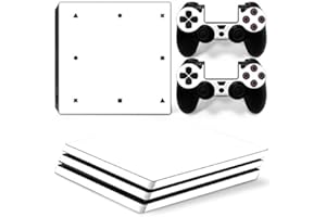 Gam3Gear Vinyl Decal Protective Skin Cover Sticker for PS4 Pro Console & Controller (NOT for PS4 / PS4 Slim) - White