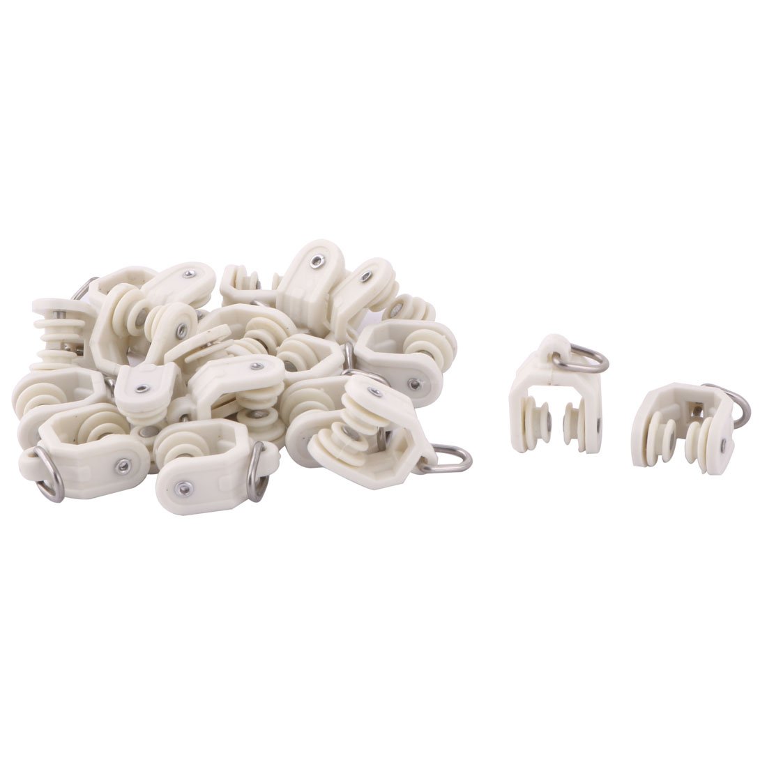 sourcing map Plastic Dormitory Double Wheel Curtain Track Roller Glider Carrier 0.6 Inch Length 20 Pcs