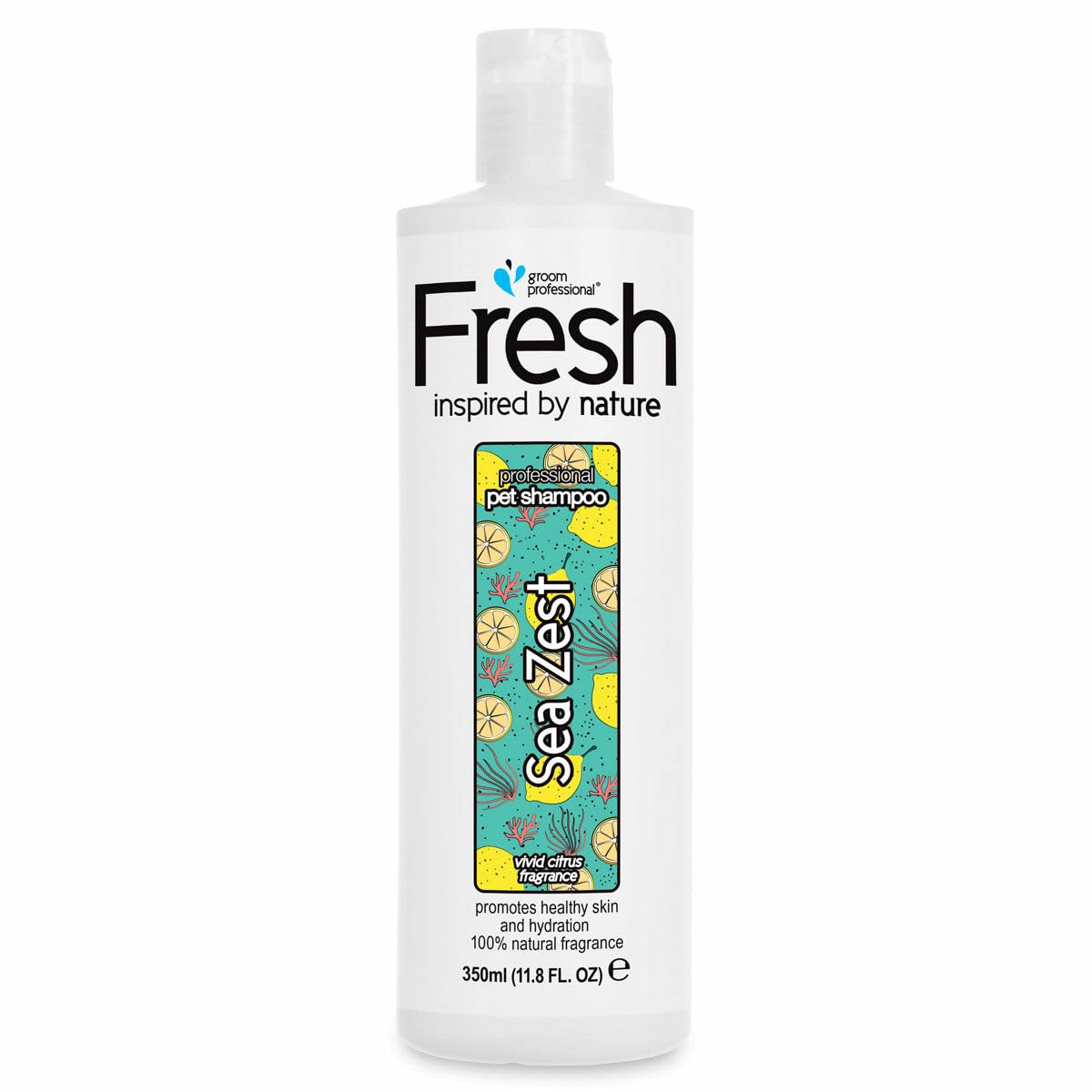 GROOM PROFESSIONAL FRESH Sea Zest Dog Shampoo - Deep Cleansing & Natural Refreshing - Revitalises Dull Coats, Adds Shine & Freshness - Restores Damaged Coats - Promotes Healthy Skin & Hydration, 350ml