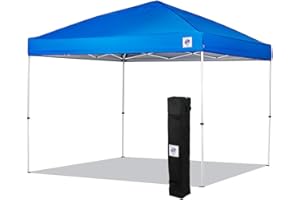 E-Z UP Envoy Outdoor Canopy Pop Up Tent, 10' x 10', Roller Bag, 4-Piece Spike Set, Recreational Grade, Royal Blue Top