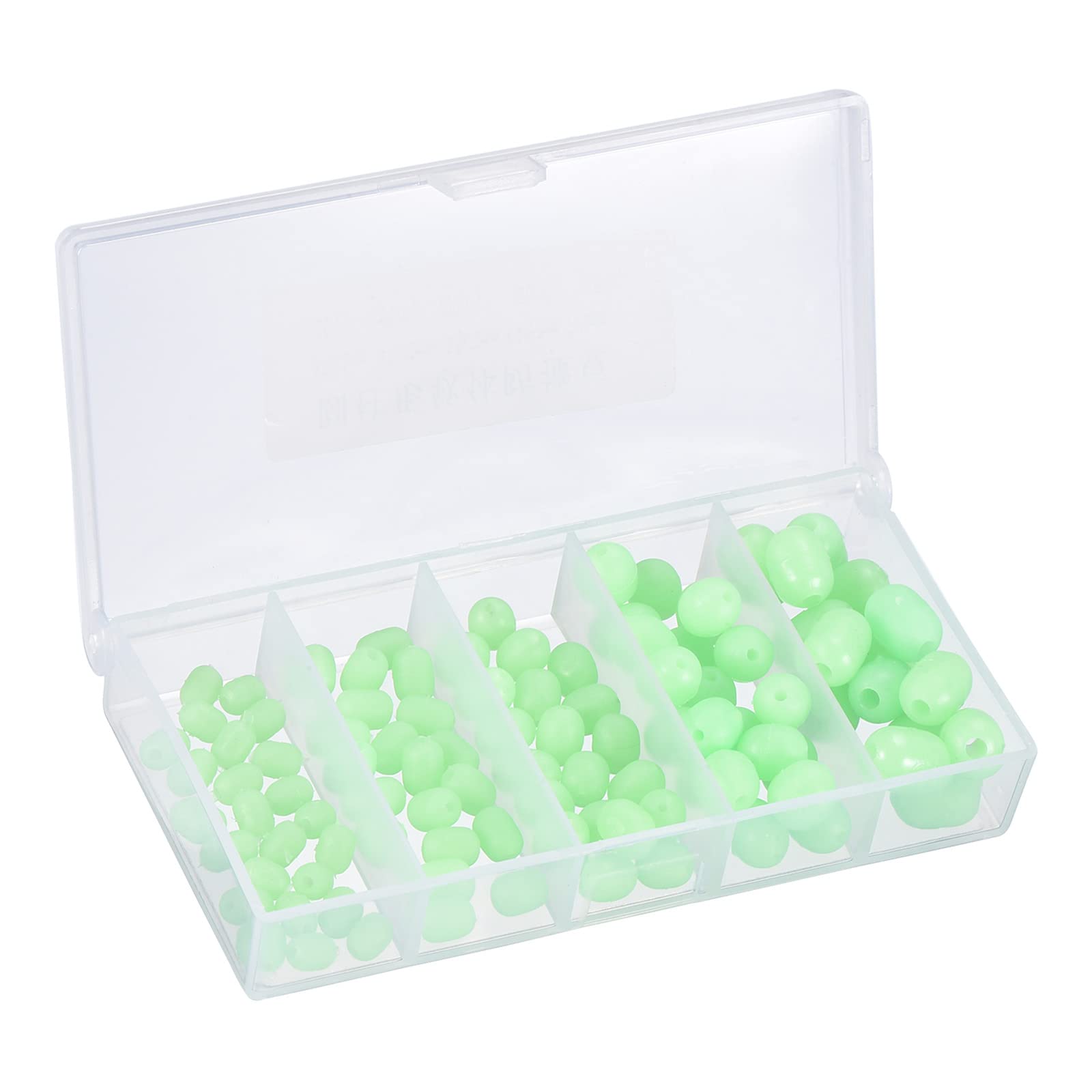PATIKIL Luminous Fishing Beads, 1 Set/100 Pieces Soft Plastic Glow Fishing Bait Eggs Rig Bead Tackle Tool Cylinder Shape 5 Sizes, Green