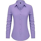 Mutitop Button Down Shirts for Women Long Sleeve Dress Shirts Wrinkle Free Collared Work Office Solid Blouses Corset Tops