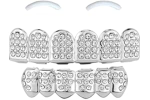 SSyang 18K Hip Hop Teeth, Grills for Mouth Braces Decoration, with 2 Silicone Moldings Hip Hop Teeth, Grills for Mouth Top Bo