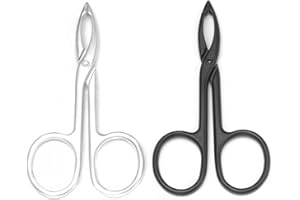 Motanar 2 Pieces Tweezers Scissor Handle Straight Tip Scissor Shaped Eyebrows Tweezers for Hair Plucker Remover Facial Hair E