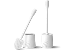 2 Pack Toilet Brush and Holder Set, Toilet Bowl Brush with Non-Slip Handle for Deep Cleaning, Nylon Bristles, Bathroom Access