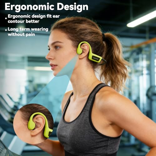 sunvito Bone Conduction Swimming Headphones - IPX8 Waterproof Open-Ear Headphones with Built-in MP3 Player, Bluetooth 5.4 Sports Headphones for Swimming Surfing Running & Cycling (Green)