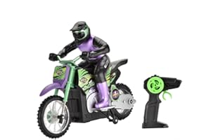 RC Motorcycle, 1:18 Scale Remote Control Motorcycle, 2.4GHz Racing Bike with Realistic LED Lights, Stunt Moto Toy for Kids, B