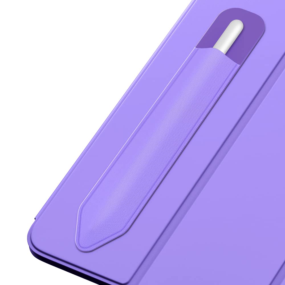 MoKo Pencil Holder Sticker Fit Apple Pencil Pro, Apple Pencil (USB-C), Apple Pencil 1st/2nd Generation, Elastic Pencil Pocket Pouch Adhesive Sleeve Attached to iPad for Stylus Pens, Purple