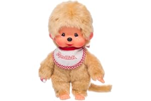 Monchhichi Sekiguchi Beige Boy with Bib - Red/White