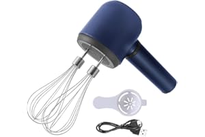 Bloepum Cordless Hand Mixer Twin Stick Electric Whisk USB Rechargeable Handheld Electric Mixing 3 Speed Egg Beater for Baking