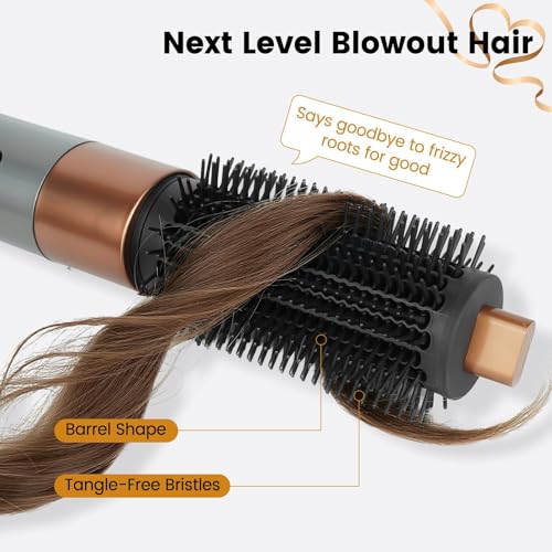 LBOYLOVE® Upgraded Round Volumizing Brush Attachment for Dyson Airwrap – Compatible with HS01/HS05/HS08, Premium Bristles for Dry Hair, Root Lifting & Bang Styling, Smooth Voluminous Results