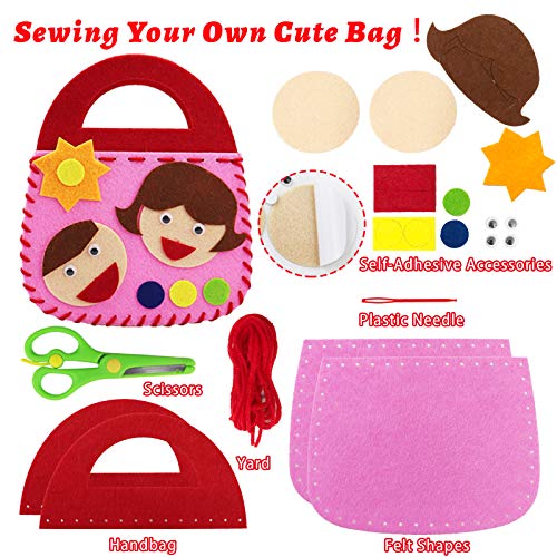 Rtudan Sewing Kit for Kids ,Felt Sewing Kit with Safety Needle and Thread for for Beginner, Educational Sewing Set Fun DIY Kid Craft for Girls and Boys