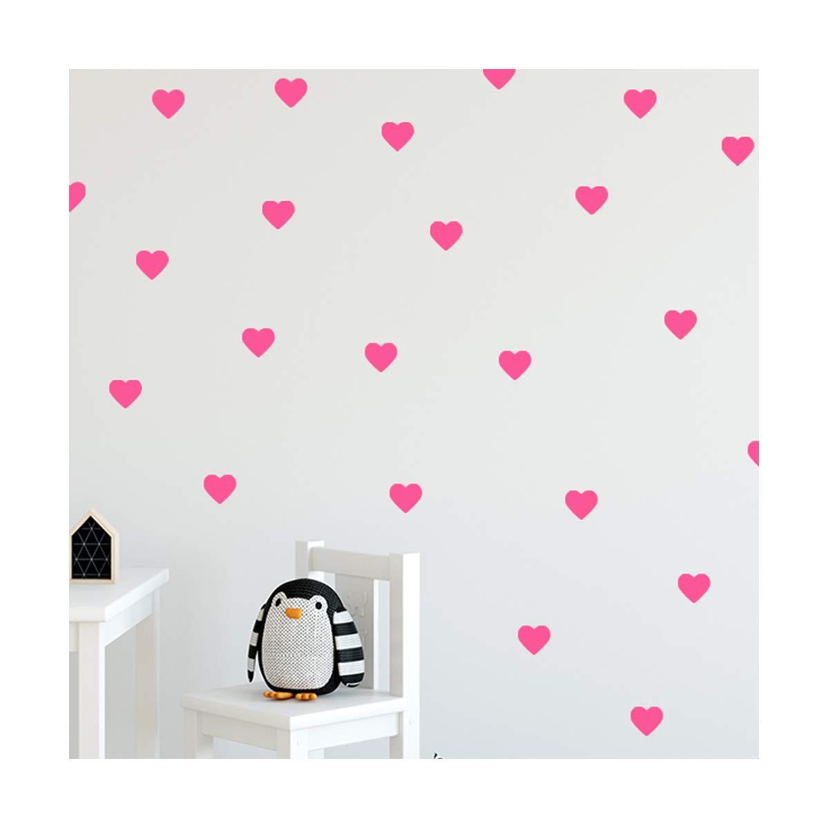 StickerDeen | Heart Shape Decoration Removable Wall Art Vinyl Decal Stickers | (Pack of 80) (Baby Pink)
