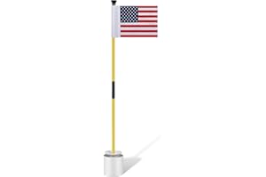Meooeck 1 Pack Golf Flagstick 3ft Putting Green Pin Flag and Hole Cup Set for Yard Portable 2 Section Fiberglass Mini Golf Set for Driving Range Backyard, Double-side American Flag