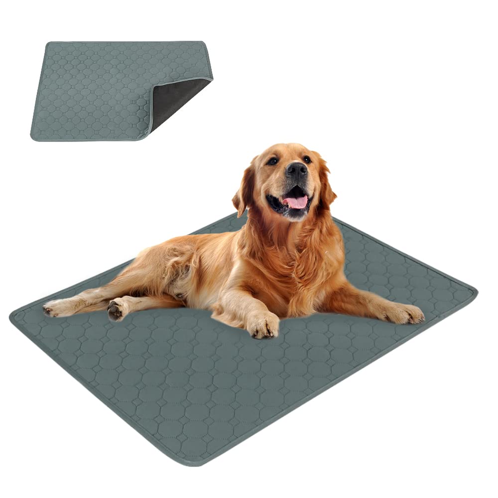 EASTLION Washable Dog Mat, Non-Slip Reusable Puppy Pads, Super Absorbent Waterproof Dog Mat Pee Pads for Dogs, Cats (39.3x27.5 inch 1 PCS) L-Grey