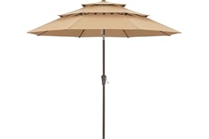 ABCCANOPY 9Ft 3 Tiers Market Umbrella, Outdoor Table Umbrella for Patio, Deck, Backyard (Dark Gray)
