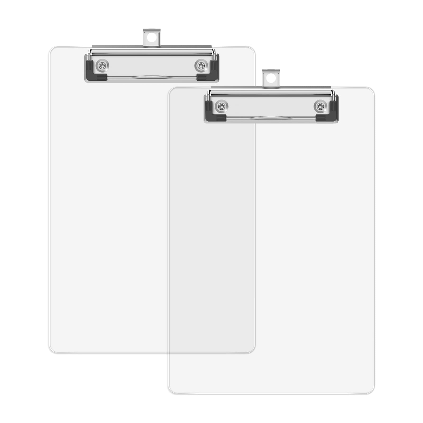 Photo 1 of Juvealoe A5 Small Clipboard 2 Pack, 6 x 9 Plastic Mini Clear Colored Clip Boards with Low Profile Clip, Half-Letter Size for Classroom, Teacher, Students, School & Office Supplies