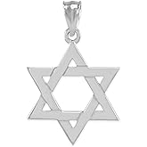 Claddagh Gold Solid 925 Sterling Silver Traditional Jewish Star of David Charm Pendant (Medium)