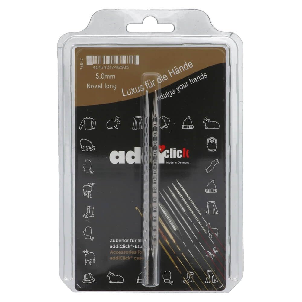 Addi Click Novel Lace Long Tips, Metal, 5.00mm (UK 6 / US 8), 5mm