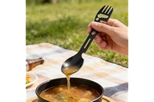 9-in-1 Multifunctional Spork - Stainless Steel Camping Utensil with Spoon, Fork, Bottle Opener, Can Opener & Survival Tools f