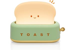 Yiliaw Cute Stuff Toast Lamp LED Night Light Rechargeable with Timer Smile Face, Kawaii Desk Decor Toaster Lamp for Bedroom Living Room Decor with Adjustable Brightness, Great Gifts for Kids Teens