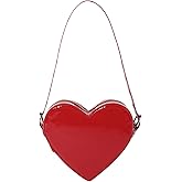 QWINEE Women's Cute Heart Shaped Shoulder Bag Zipper Small Novelty Handbag with Adjustable Strap