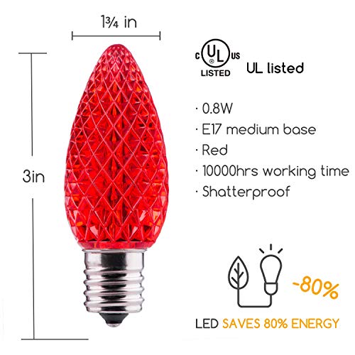 25 Pack C9 Led Replacement Christmas Light Bulb, C9 Shatterproof Led