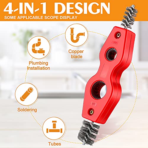 4 Pieces Copper Pipe Cleaner and Reamer Set, Include 2 Pieces Copper