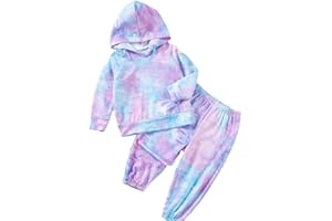 Toddler Girls Tie Dye Clothes - Cute Little Kids Outfits Hoodie Sweatshirt Pants 2Pcs Fall Clothing Set 1-6 Years