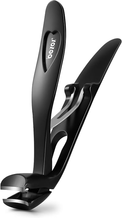 BEZOX Angled Head Nail Clippers for Seniors Thick Nails Black