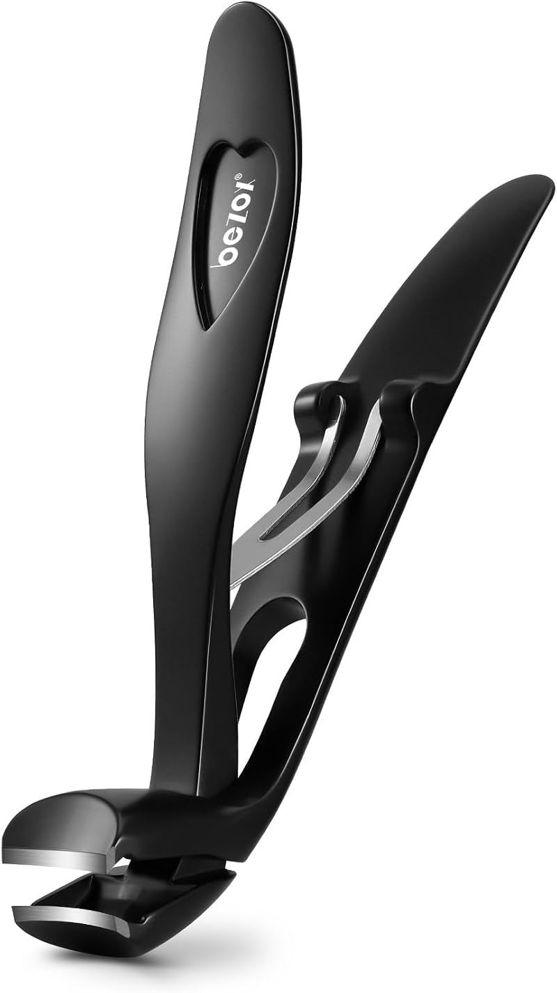 BEZOX Angled Head Nail Clippers for Seniors Thick Nails Black